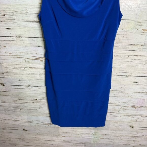 Joseph Ribkoff Blue Sheath Dress with Cowl Neck size 8 - Picture 2 of 7